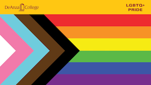 LGBTQ骄傲旗，左上角有迪安扎学院的标志江南娱乐手机app下载