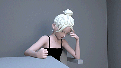 3d动画:动图的男人手势说话，坐着的女孩手势和说话，僵尸行走